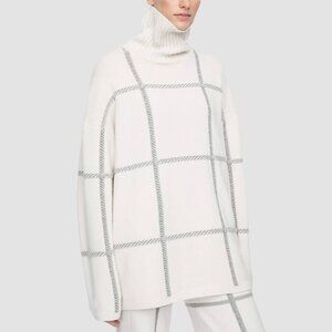Joseph AW/22 Cream High Neck Check Knit Sweater